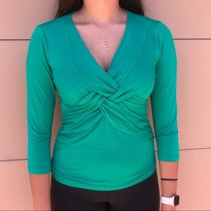 Flattering Long Sleeve Green Wrap Top Sz Medium